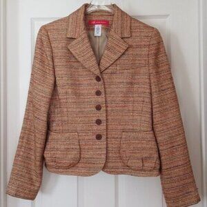 Ann Klein Cropped Tweed Blazer Multicolor 6 NWT
